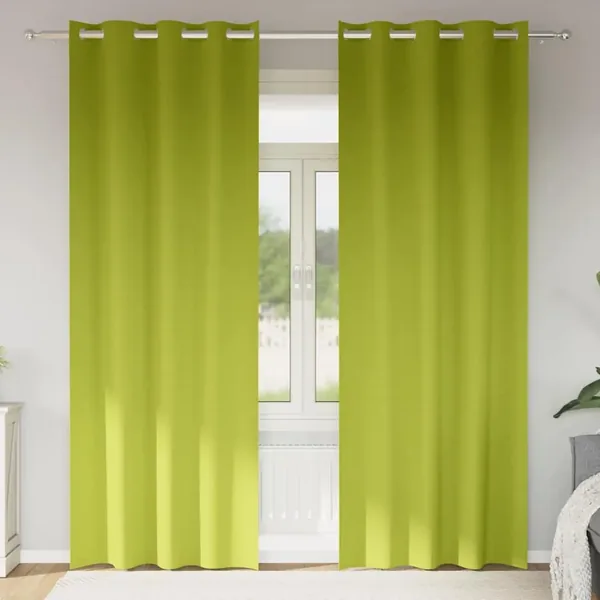 Rideaux occultants avec anneaux 2 pcs Vert 260 x 140 cm