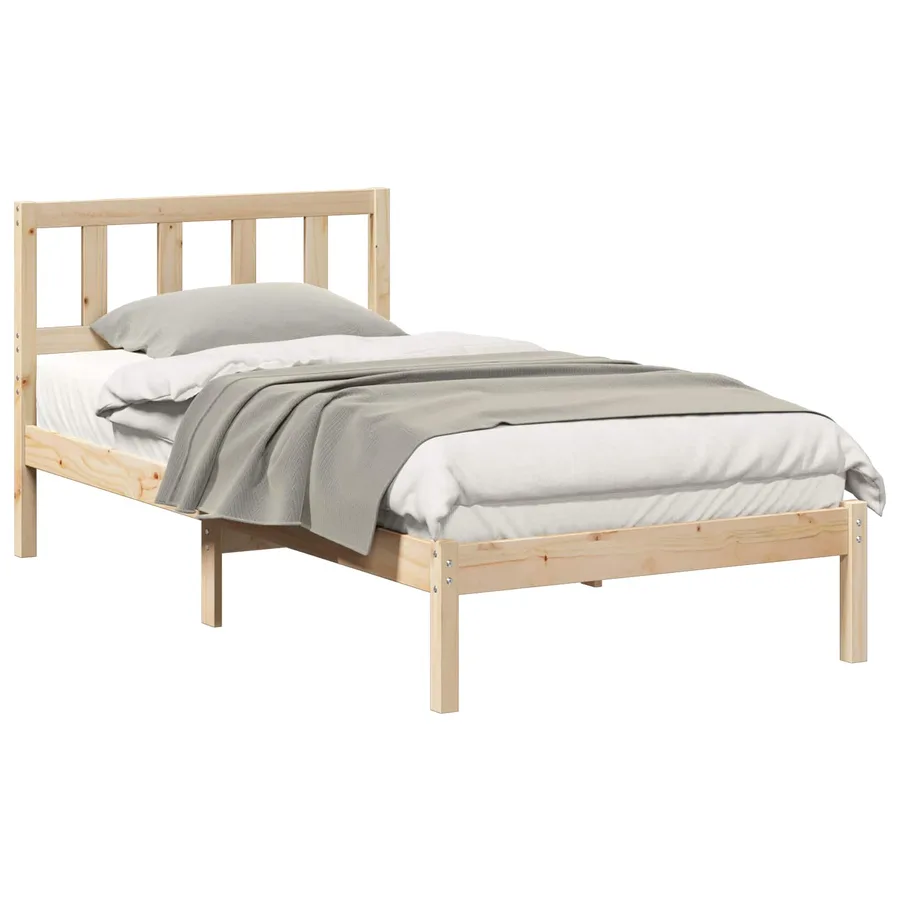 Cadre de lit avec tête de lit Marron 90 x 190 cm Pin massif - 2