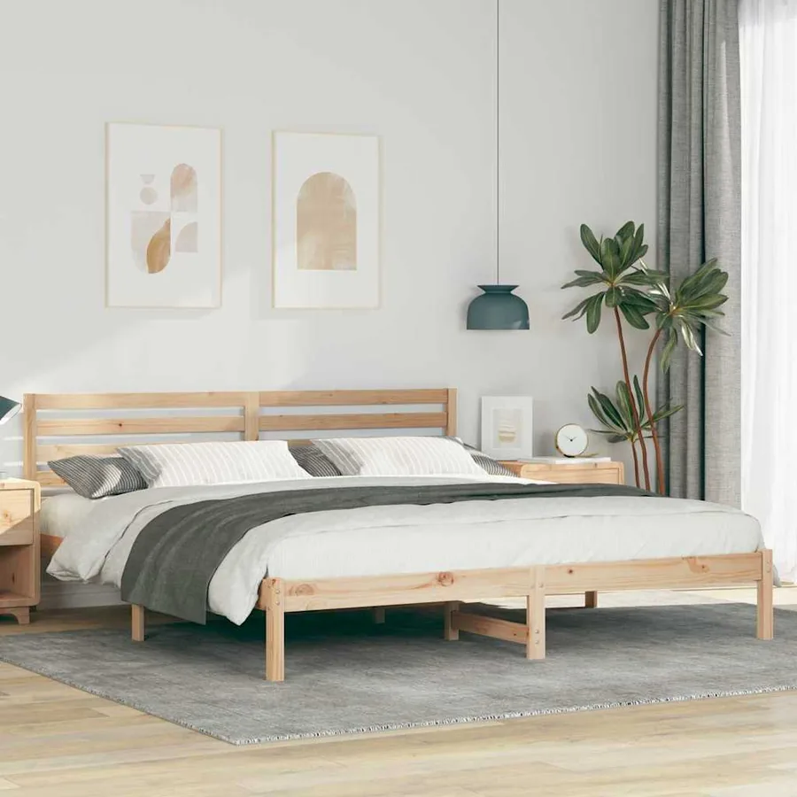 Cadre de lit avec tête de lit Marron 200 x 200 cm Pin massif