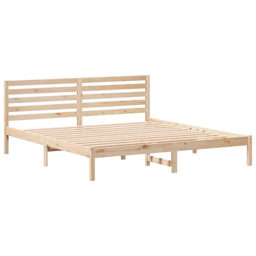 Cadre de lit avec tête de lit Marron 200 x 200 cm Pin massif - 4