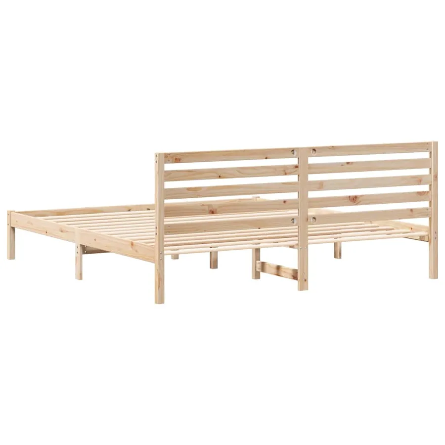 Cadre de lit avec tête de lit Marron 200 x 200 cm Pin massif - 7