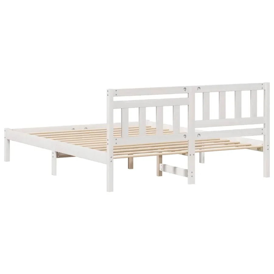 Cadre de lit avec tête de lit Blanc 150 x 200 cm Pin massif - 6