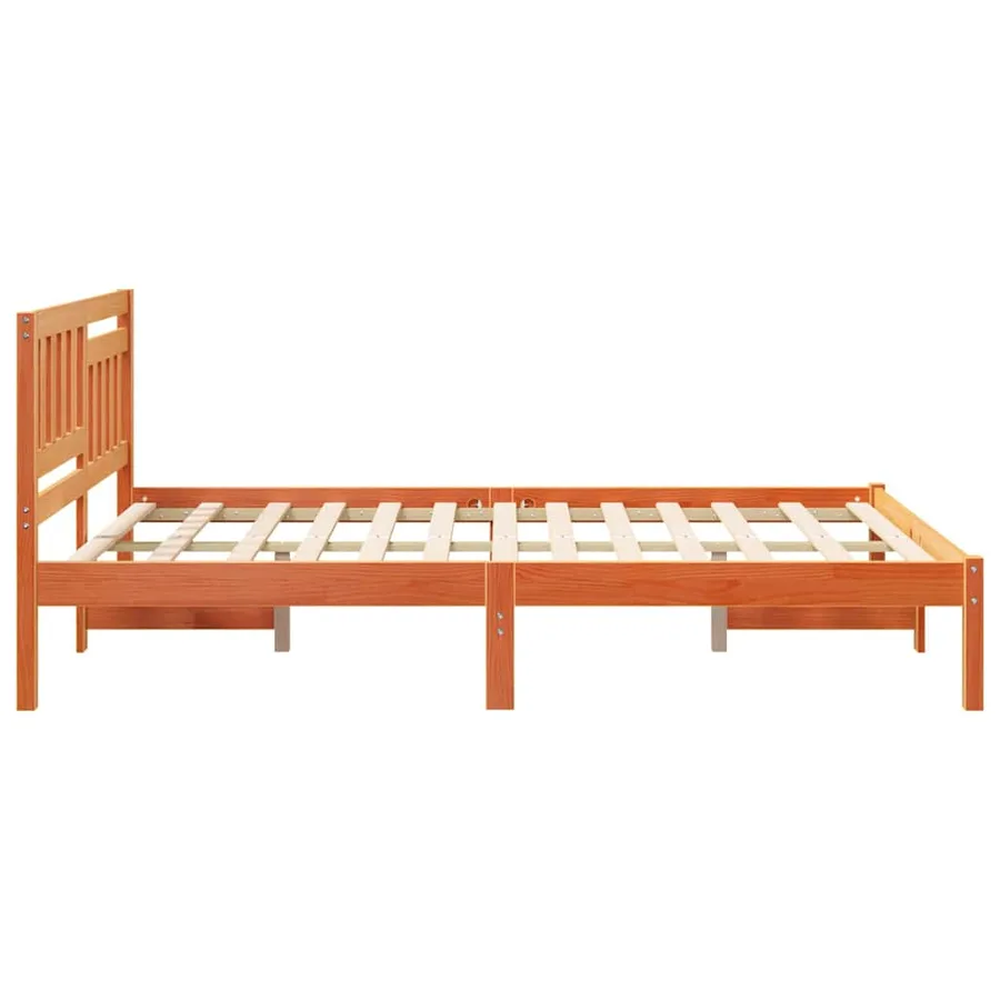 Cadre de lit avec tête de lit Brun cire 120 x 200 cm Pin massif - 5