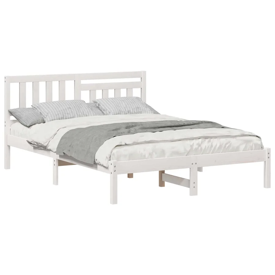Cadre de lit avec tête de lit Blanc 140 x 190 cm Pin massif - 2