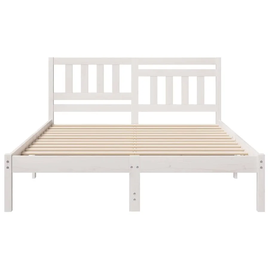 Cadre de lit avec tête de lit Blanc 140 x 190 cm Pin massif - 4