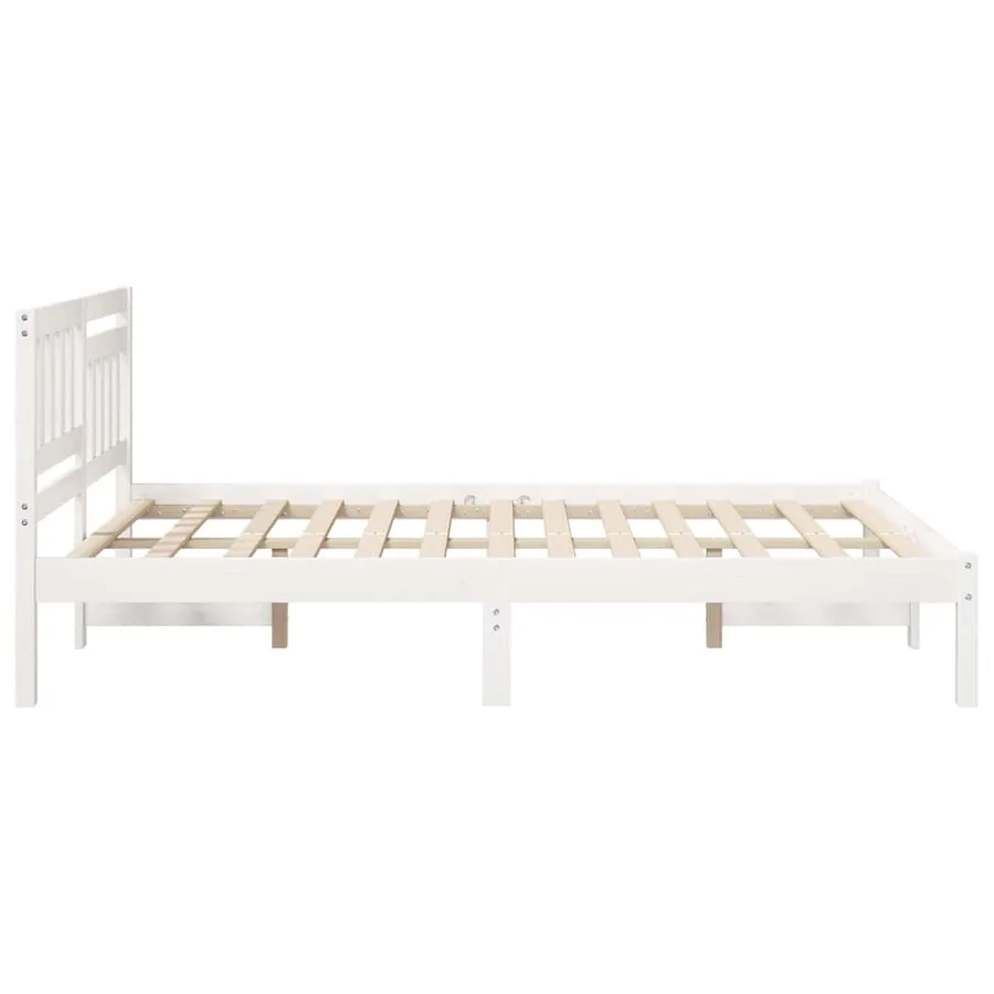 Cadre de lit avec tête de lit Blanc 140 x 190 cm Pin massif - 5