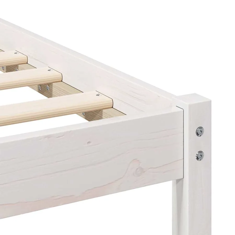 Cadre de lit avec tête de lit Blanc 140 x 190 cm Pin massif - 7