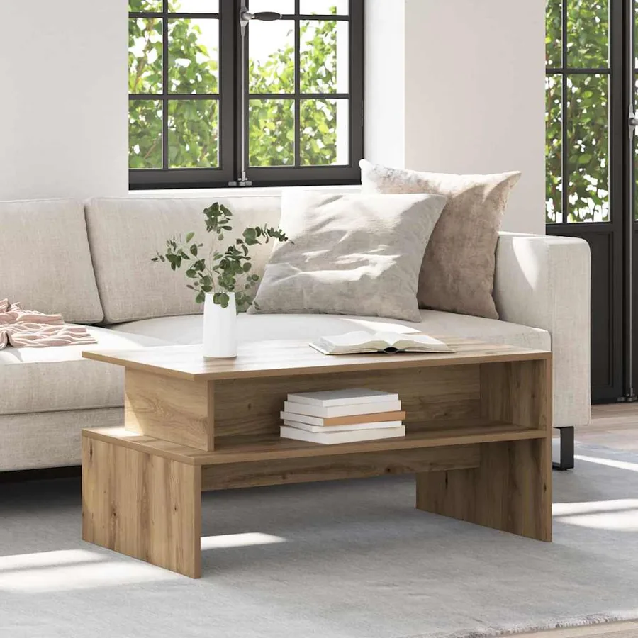 Table basse Chêne artisanal 90 x 55 x 42,5 cm Bois d'ingénierie