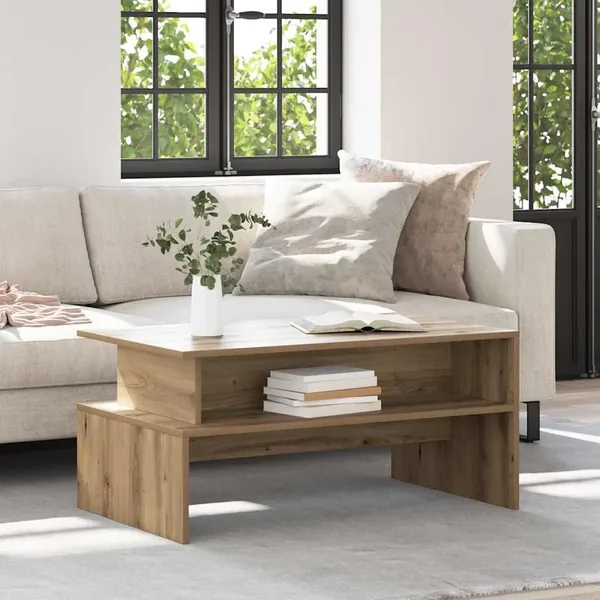 Table basse Chêne artisanal 90 x 55 x 42,5 cm Bois d'ingénierie