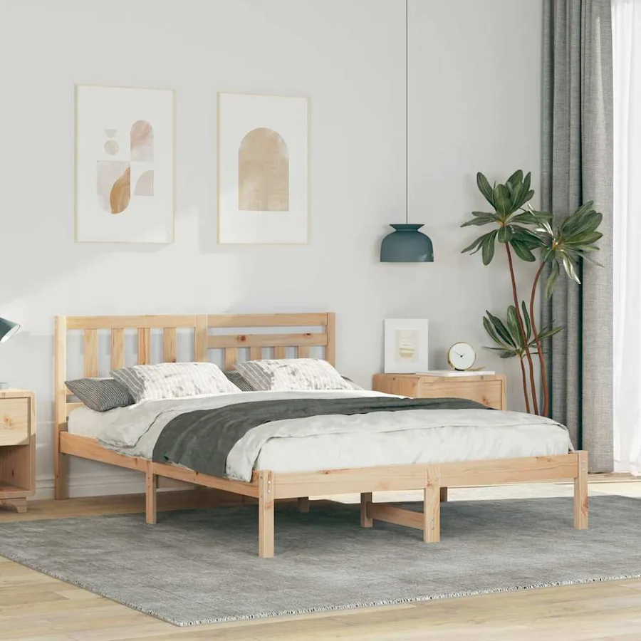 Cadre de lit avec tête de lit Marron 120 x 190 cm Pin massif