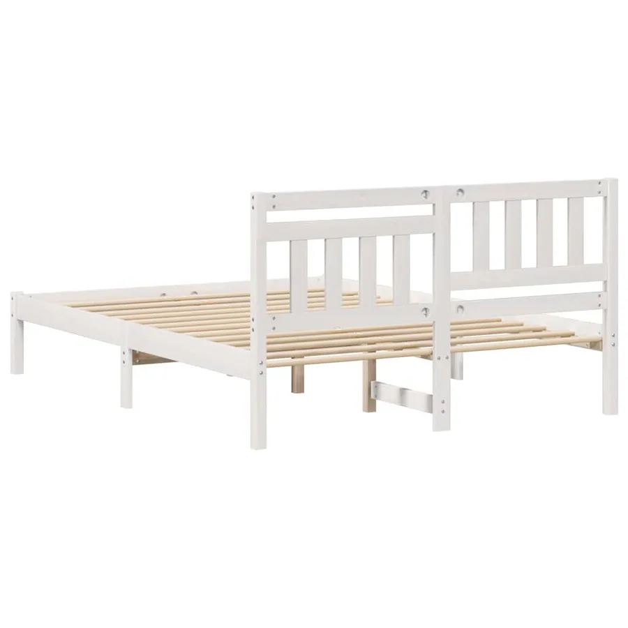 Cadre de lit avec tête de lit Blanc 135 x 190 cm Pin massif - 6