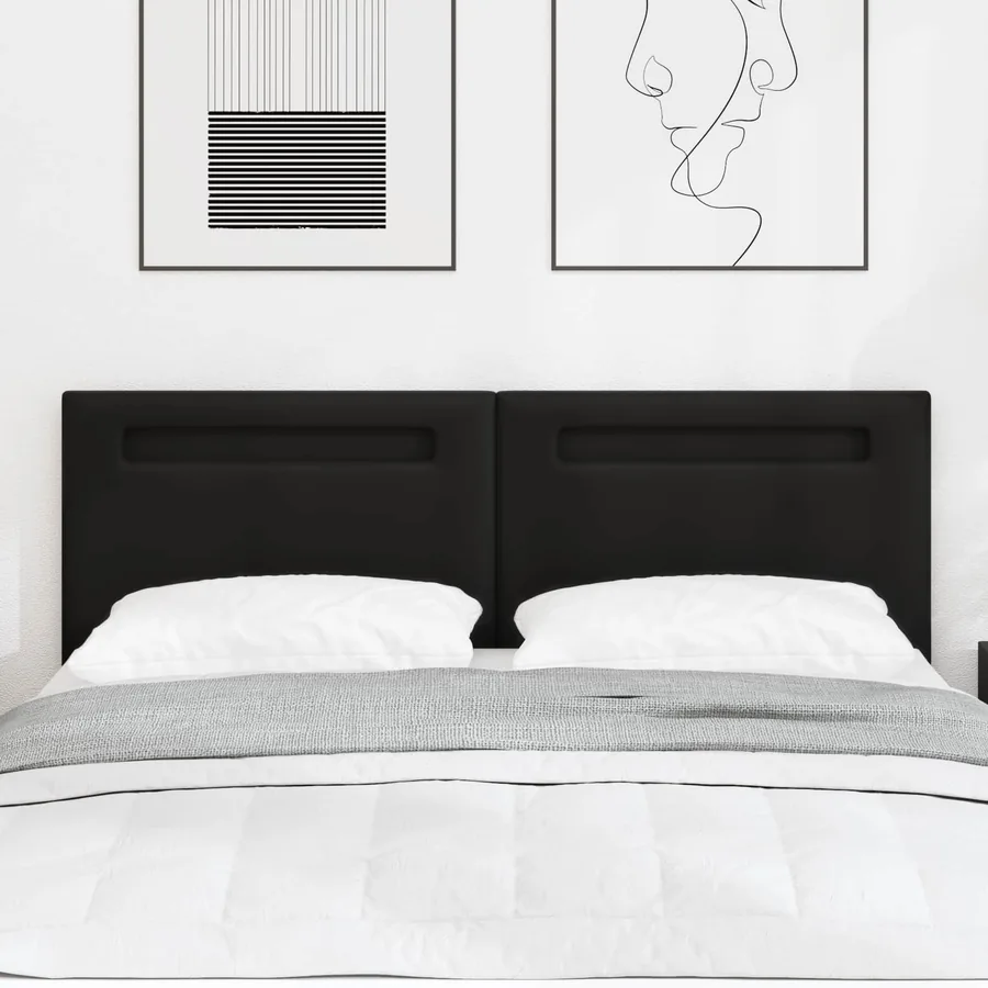 Tête de lit LED Noir 144 cm Cuir synthétique