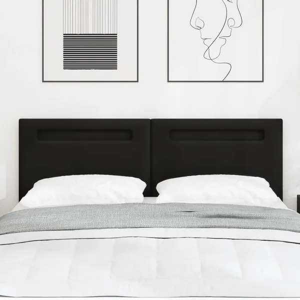 Tête de lit LED Noir 144 cm Cuir synthétique