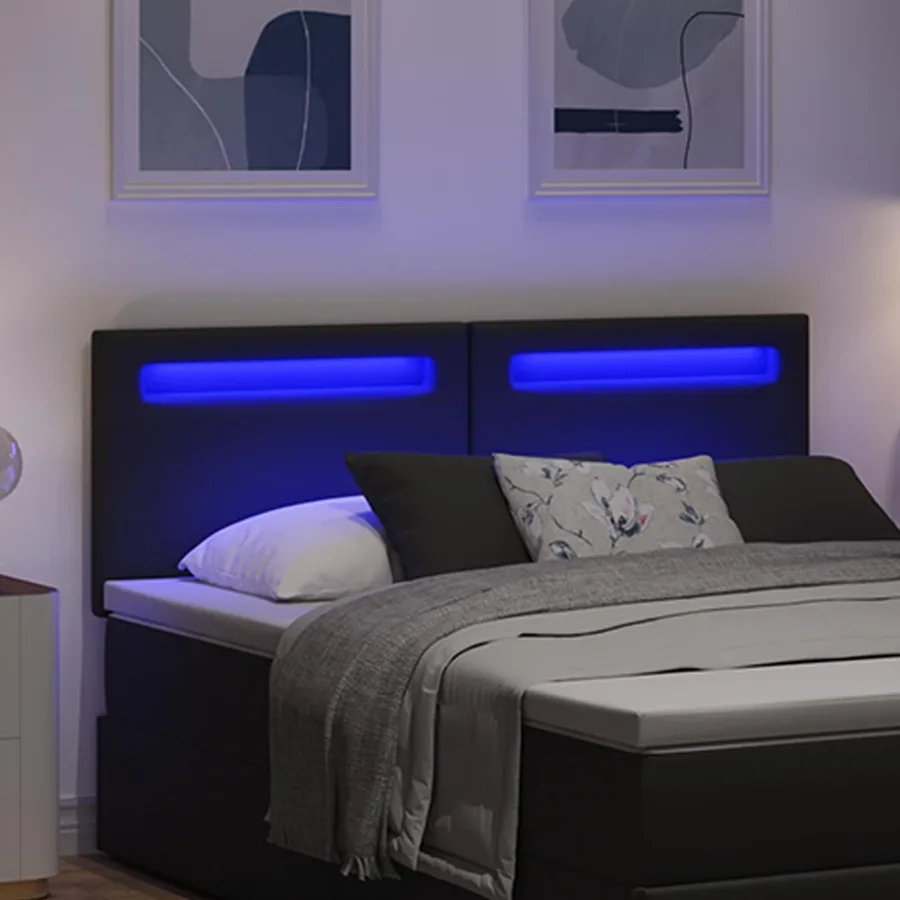 Tête de lit LED Noir 144 cm Cuir synthétique - 3