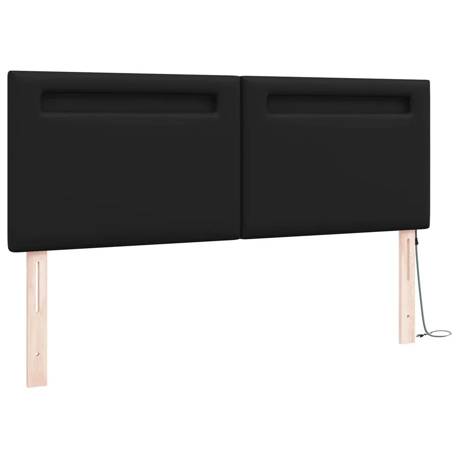 Tête de lit LED Noir 144 cm Cuir synthétique - 4