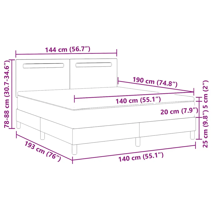 Lit à ressorts avec matelas Noir 140 x 190 cm Simili cuir - 13