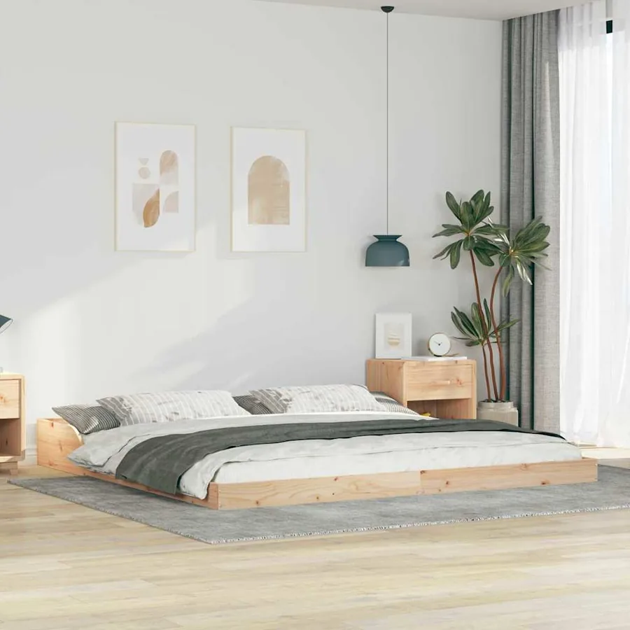 Cadre de lit Marron 200 x 200 cm Pin massif