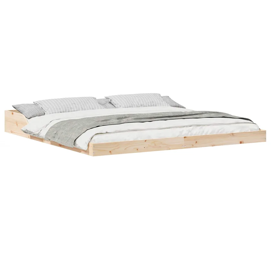 Cadre de lit Marron 200 x 200 cm Pin massif - 2