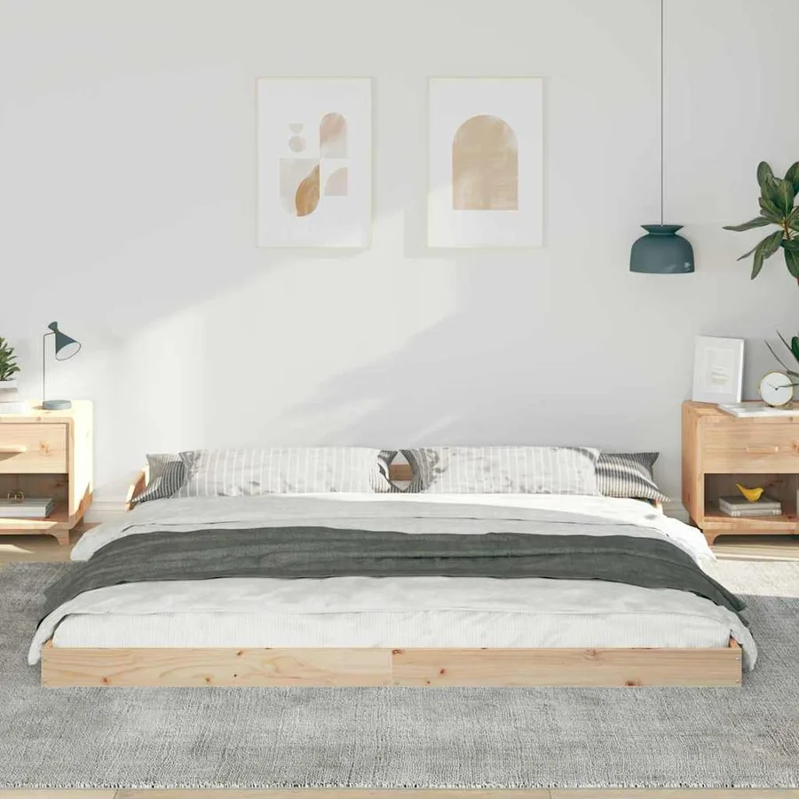 Cadre de lit Marron 200 x 200 cm Pin massif - 3