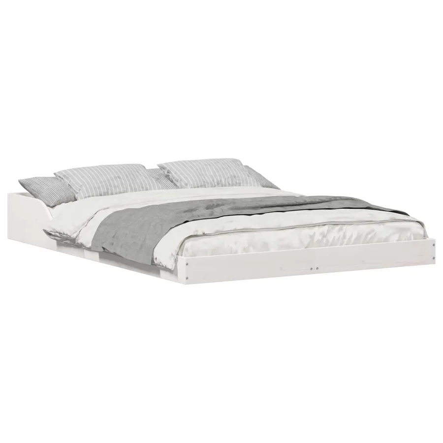 Cadre de lit Blanc 140 x 190 cm Pin massif - 2