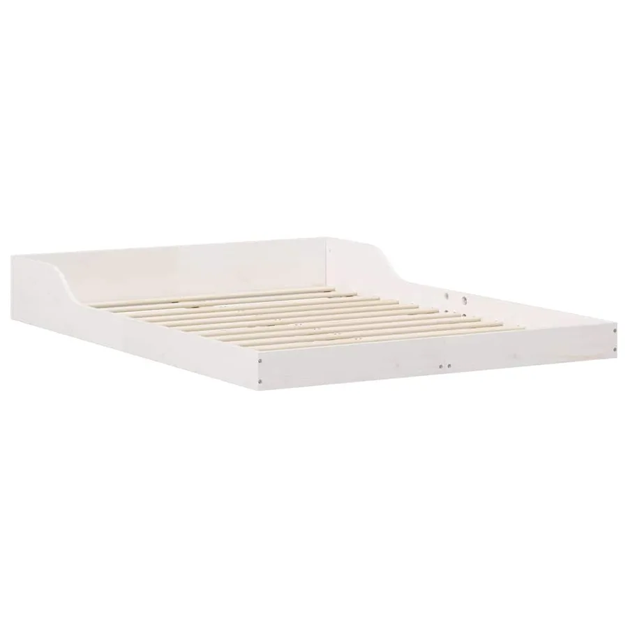 Cadre de lit Blanc 140 x 190 cm Pin massif - 4