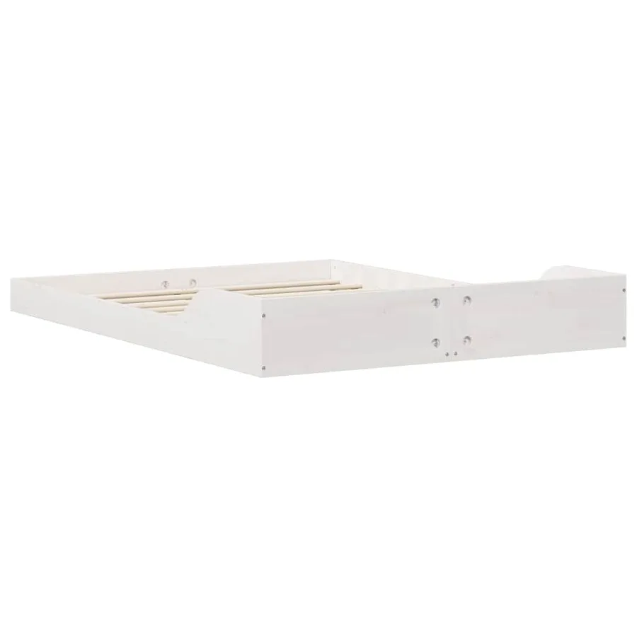 Cadre de lit Blanc 140 x 190 cm Pin massif - 7
