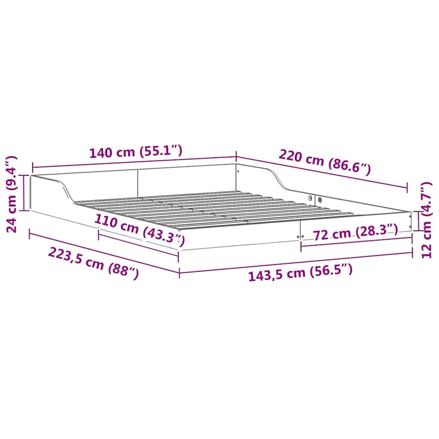 Cadre de lit Blanc 140 x 220 cm Pin massif - 8