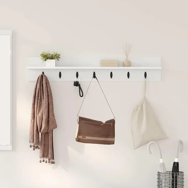 Porte-manteau mural Blanc 100 x 10,5 x 18 cm Bois d'ingénierie