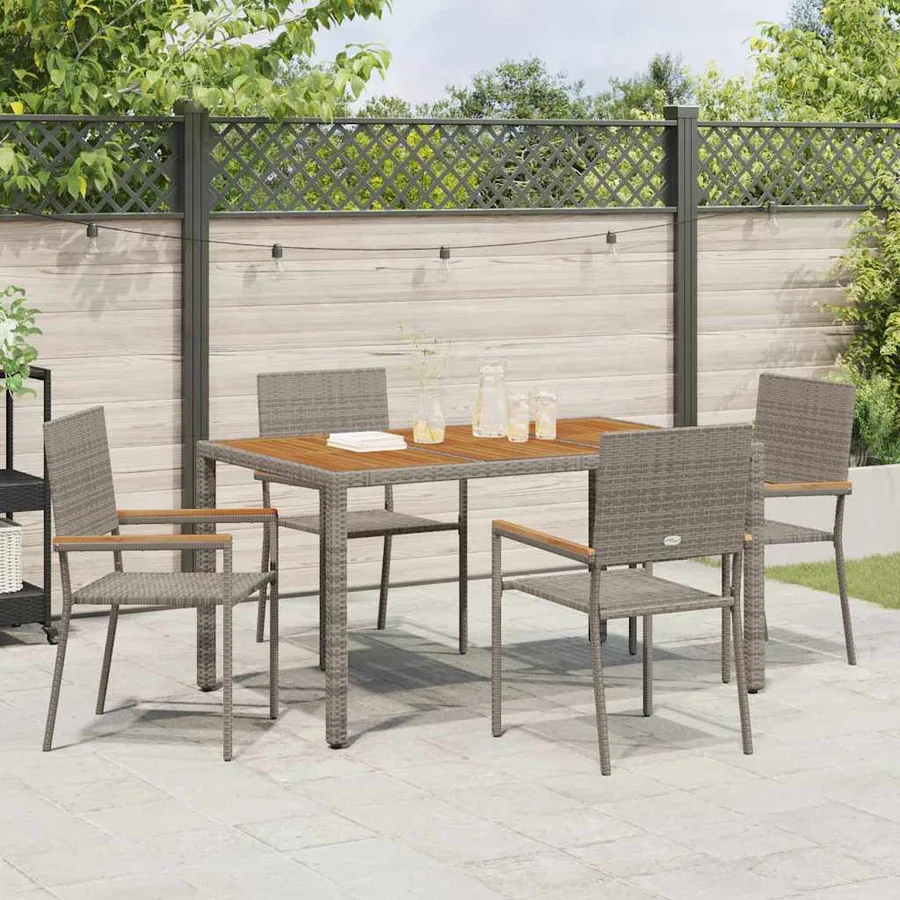 Chaises empilables de jardin 4 pcs Gris et marron - 3