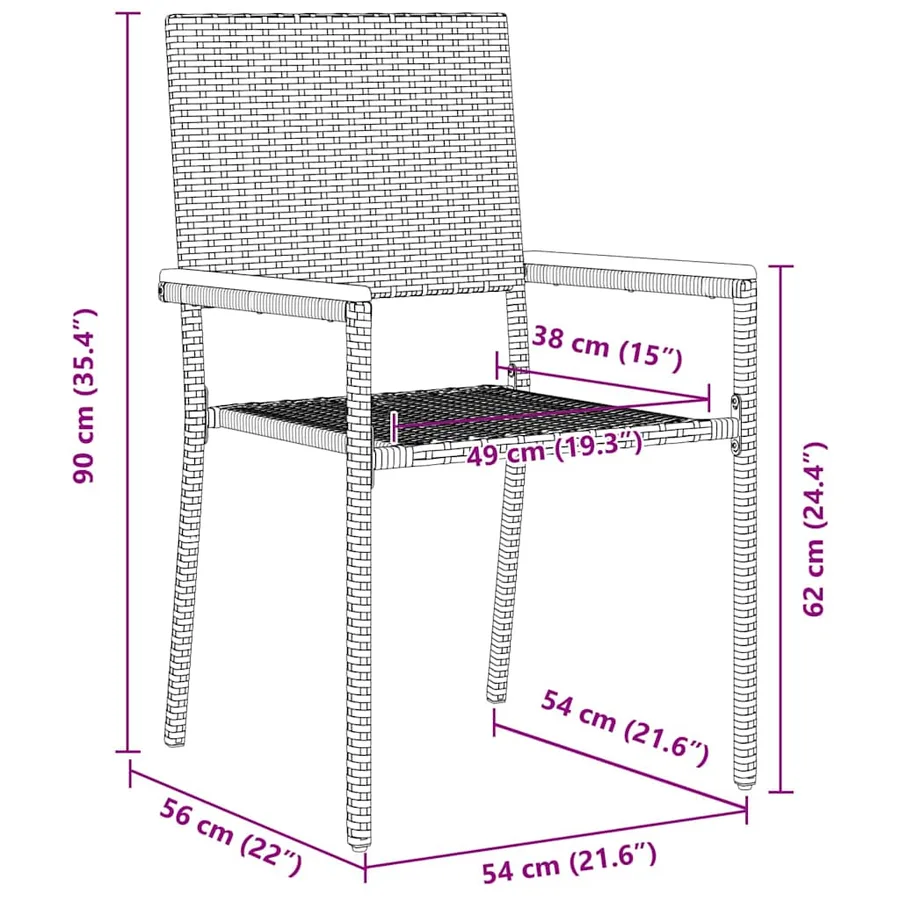 Chaises empilables de jardin 4 pcs Gris et marron - 8
