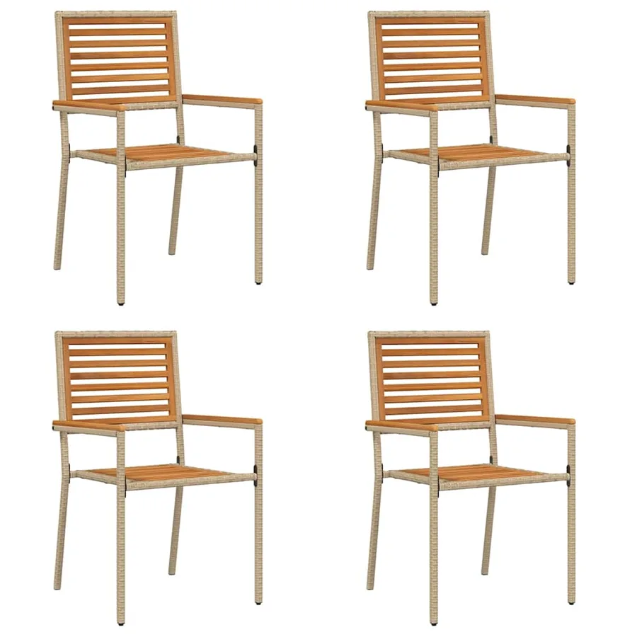 Chaises empilables de jardin 4 pcs Marron et beige - 2