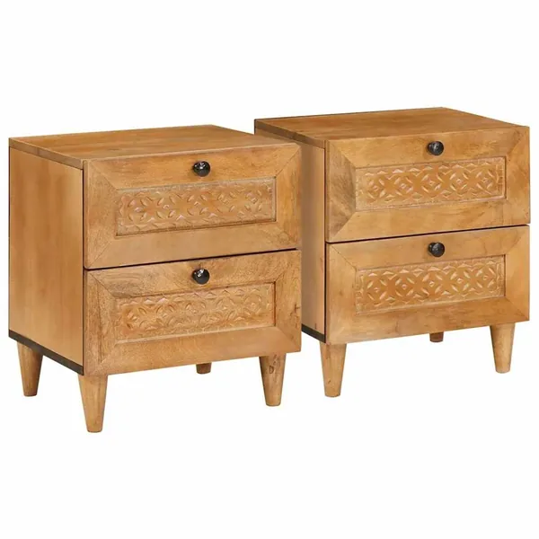 Table de chevet 2 pcs Marron Clair 40 x 33 x 46 cm