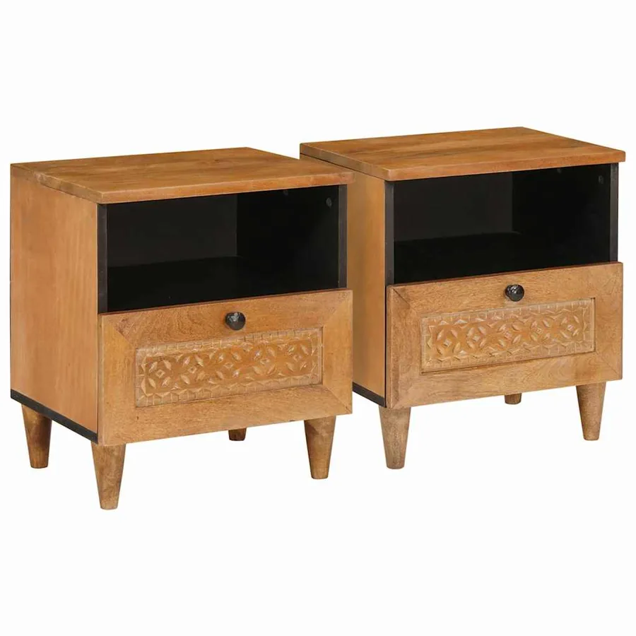 Table de chevet 2 pcs Marron Clair 40 x 33 x 46 cm