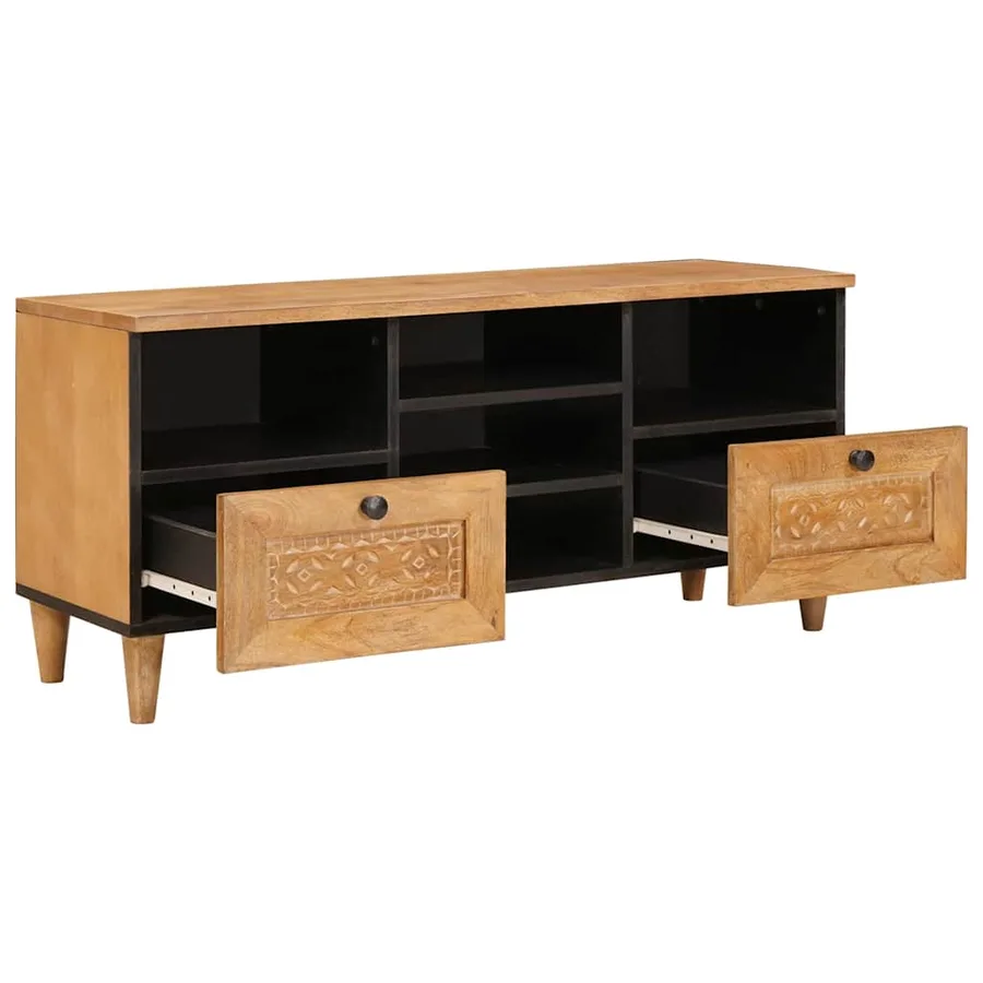 Meuble TV avec tiroir 100 x 33 x 46 cm Bois de mangue massif - 2