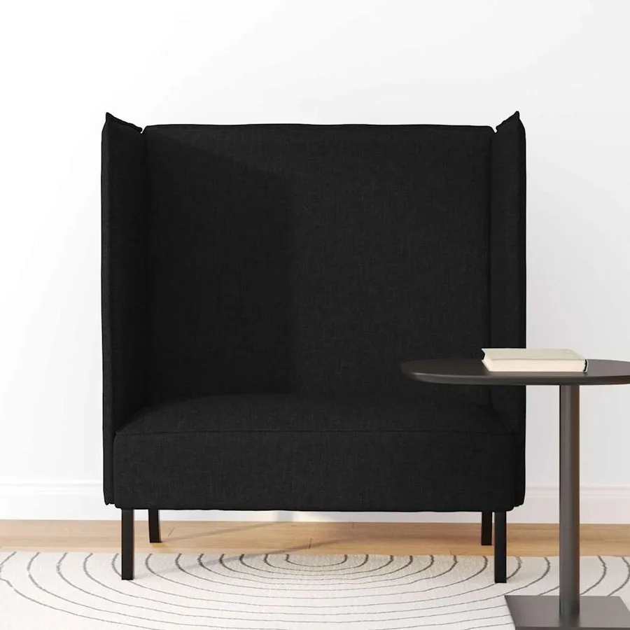 Canapé à Haut Dossier 101cm Noir tissu - 3