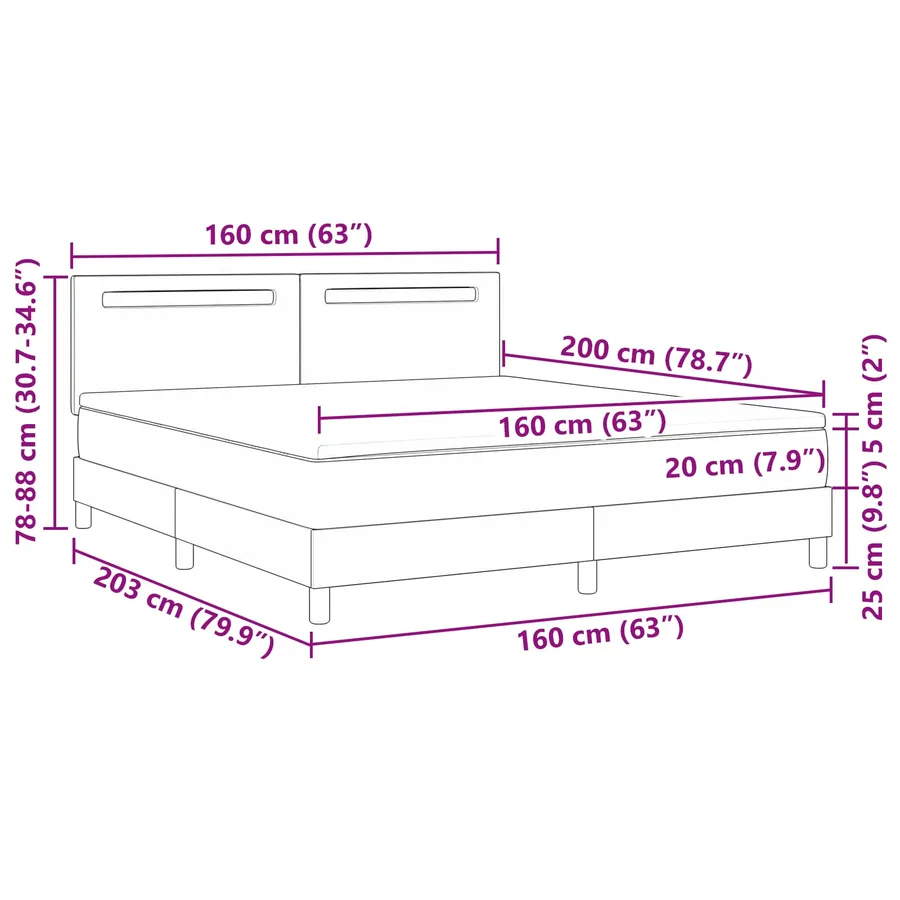 Lit à ressorts avec matelas Blanc 160 x 200 cm Simili cuir - 13