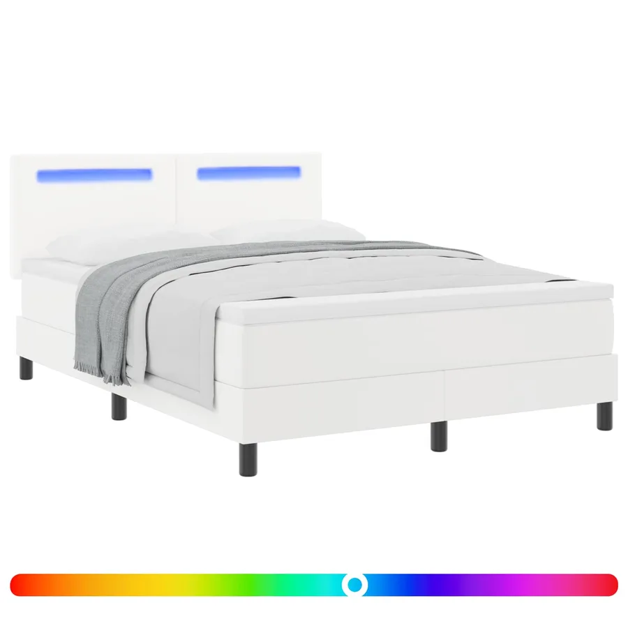 Lit à ressorts avec matelas Blanc 160 x 200 cm Simili cuir - 2