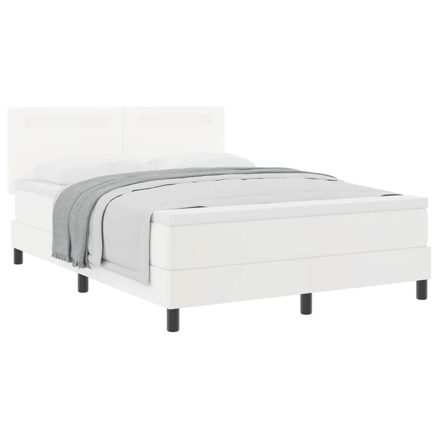 Lit à ressorts avec matelas Blanc 160 x 200 cm Simili cuir - 3