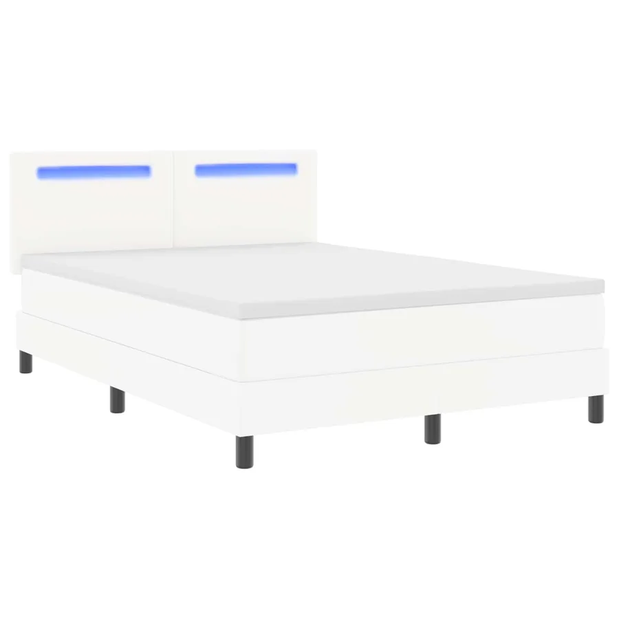 Lit à ressorts avec matelas Blanc 160 x 200 cm Simili cuir - 5