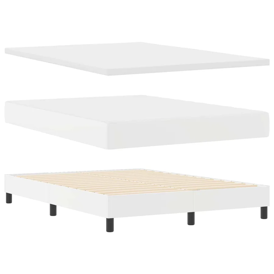 Lit à ressorts avec matelas Blanc 160 x 200 cm Simili cuir - 6