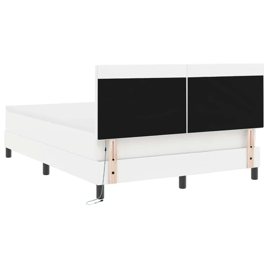Lit à ressorts avec matelas Blanc 160 x 200 cm Simili cuir - 8
