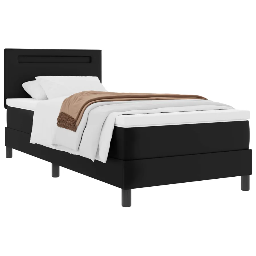 Lit à ressorts avec matelas Noir 100 x 200 cm Simili cuir - 3