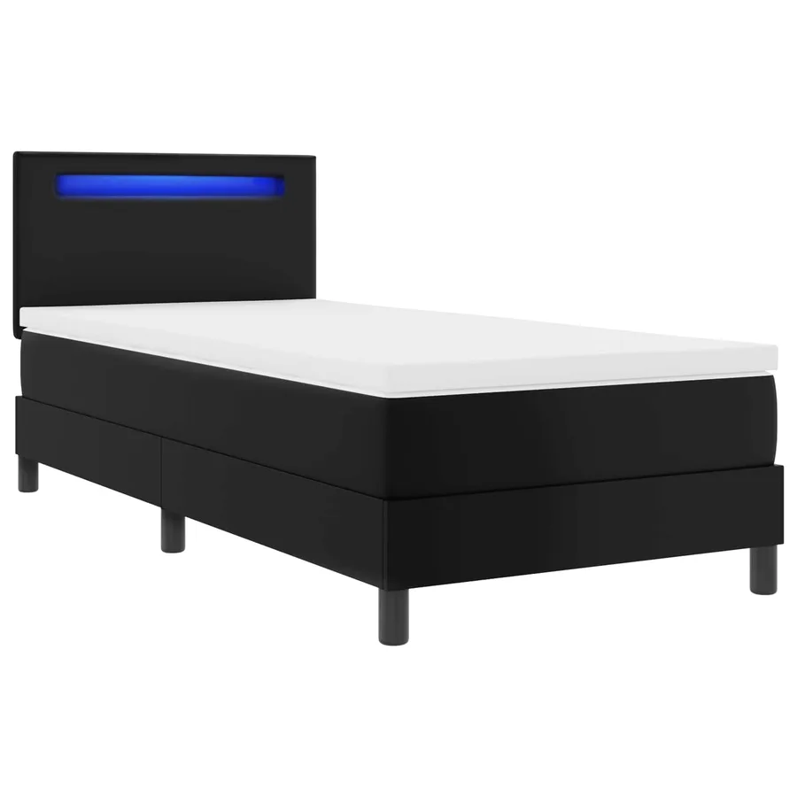 Lit à ressorts avec matelas Noir 100 x 200 cm Simili cuir - 5
