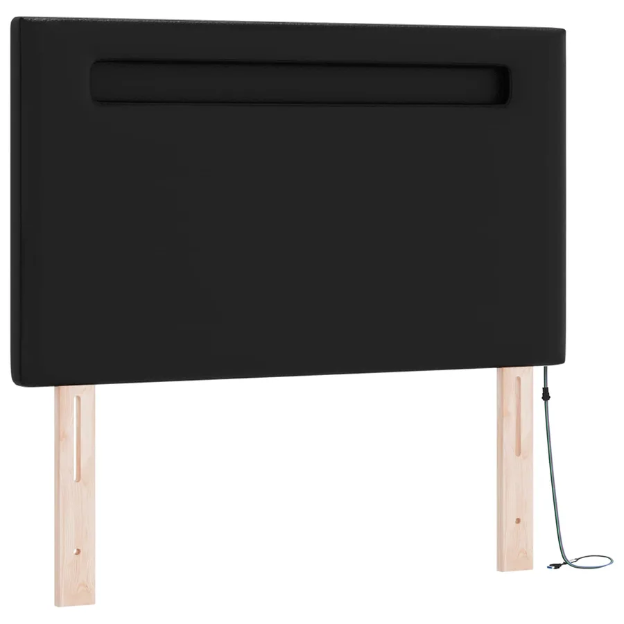 Lit à ressorts avec matelas Noir 100 x 200 cm Simili cuir - 6
