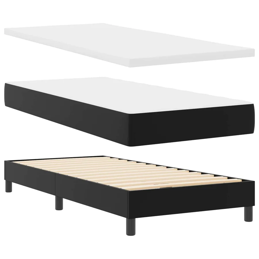 Lit à ressorts avec matelas Noir 100 x 200 cm Simili cuir - 7