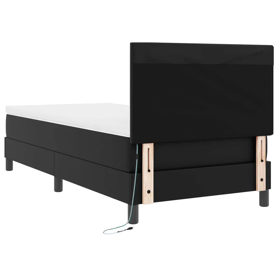 Lit à ressorts avec matelas Noir 100 x 200 cm Simili cuir - 8