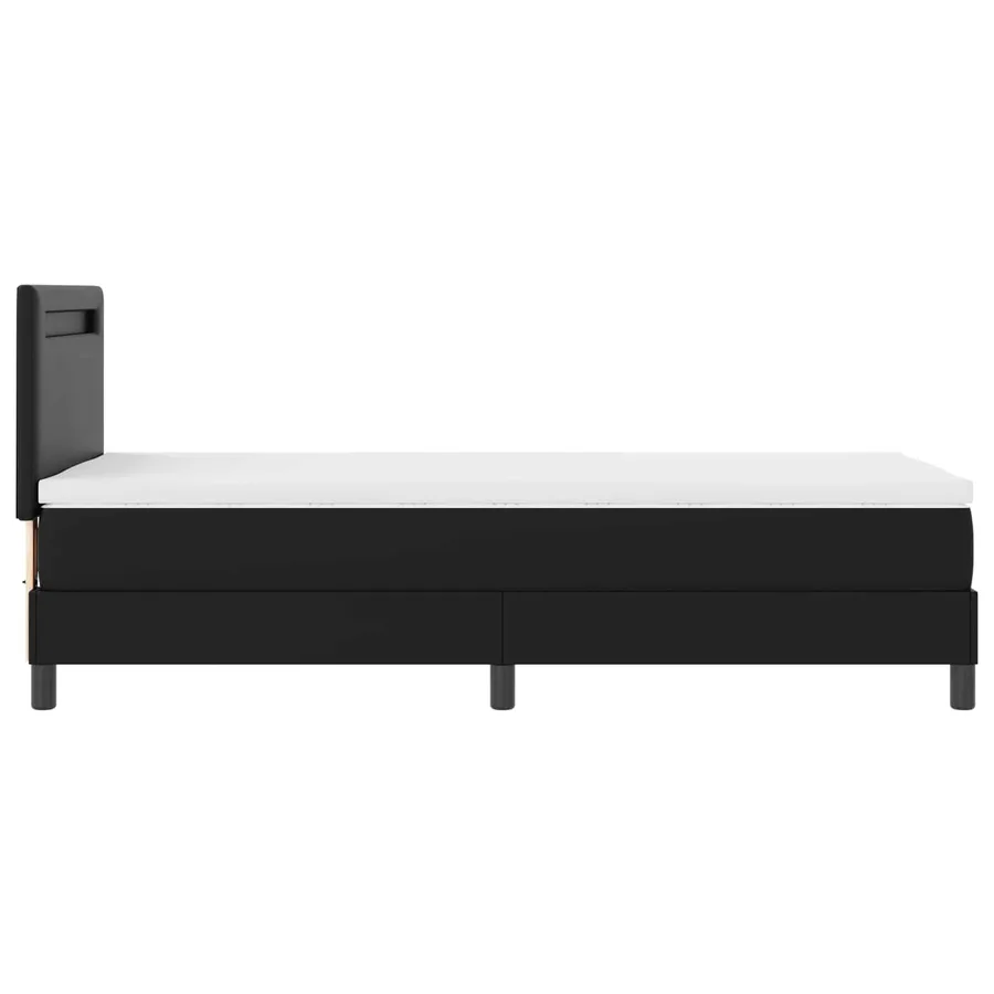 Lit à ressorts avec matelas Noir 100 x 200 cm Simili cuir - 9