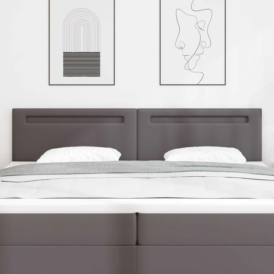 Tête de lit LED Gris 200 cm Cuir synthétique