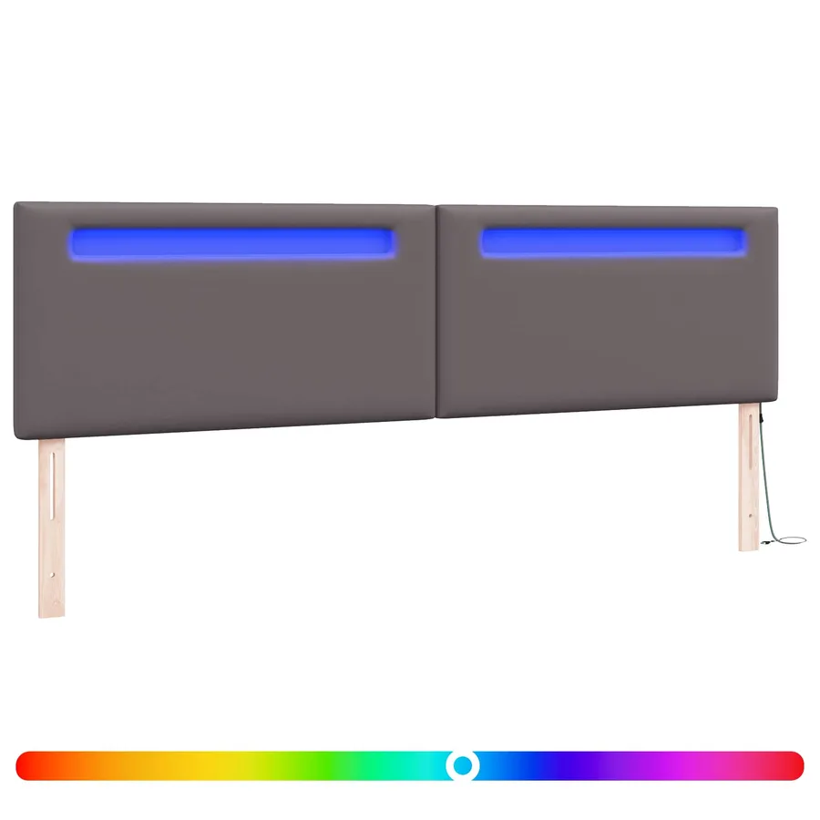Tête de lit LED Gris 200 cm Cuir synthétique - 2