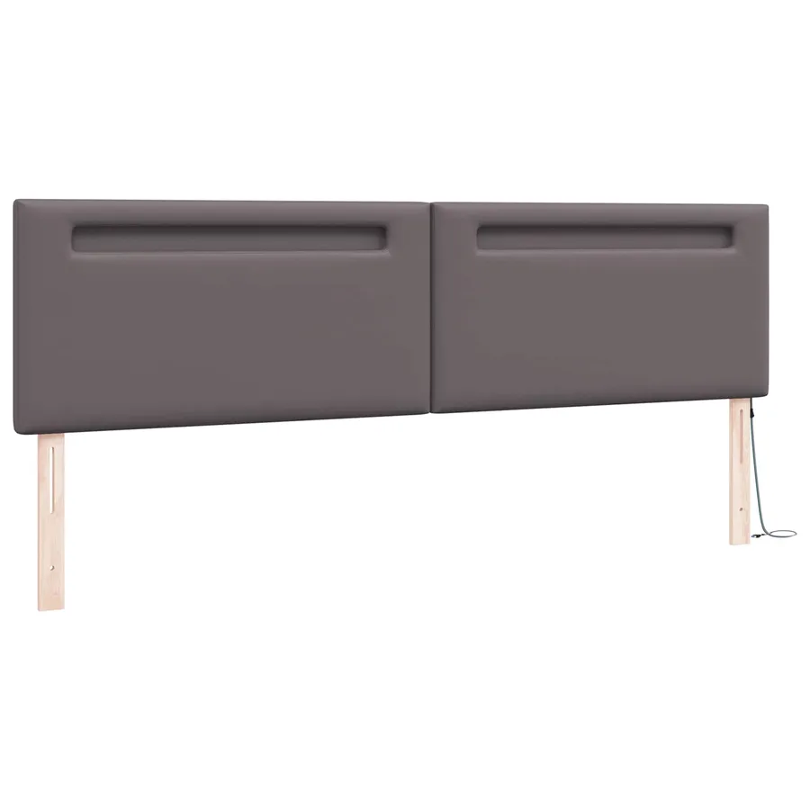 Tête de lit LED Gris 200 cm Cuir synthétique - 4
